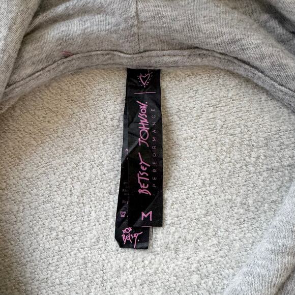 Betsey Johnson Floral Embroidery Drawstring Hoodie Sweatshirt Gray Size M - Picture 7 of 8